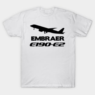 Embraer E190-E2 Silhouette Print (Black) T-Shirt